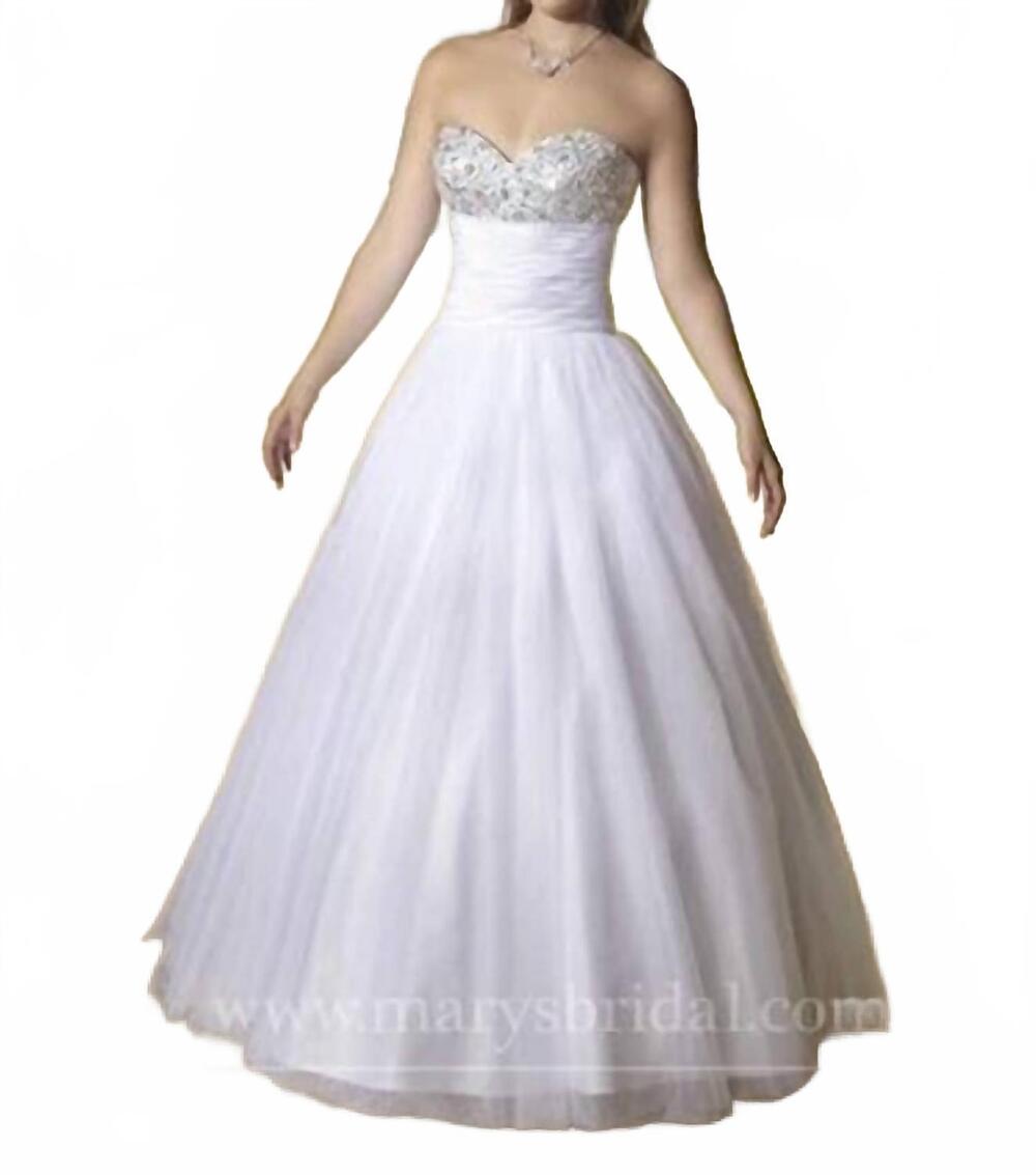 NEW MARY'S BRIDAL strapless crystall ball gown in white